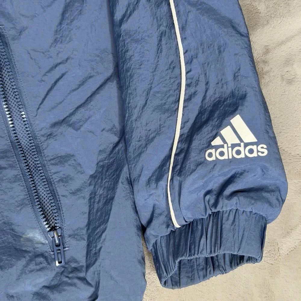 Adidas Quarter Zip Hoodie Mens XL Retro Style Blue Solid‎ Hooded Windbreaker